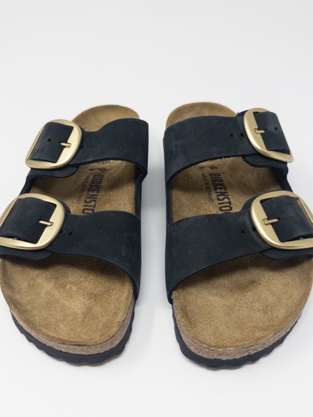 Birkenstock Arizona Big Buckle Black Gold Size 38 Narrow - Picture 6 of 6